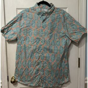 Mens Shirt XL Sonoma Short Sleeve Salmon/Blue